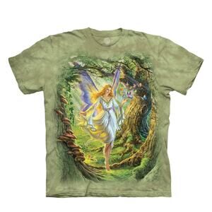 The Mountain Fairy Forest Graphic Tie Dye T-Shirt Enchanted Nature Art Size L